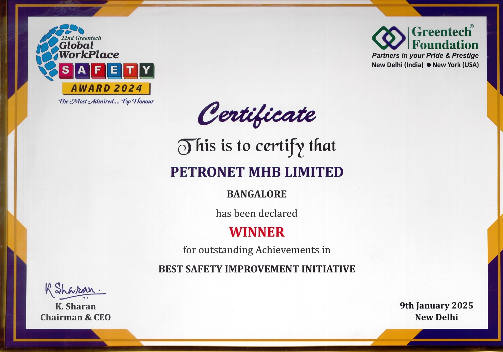 Global Workplace Safety Award